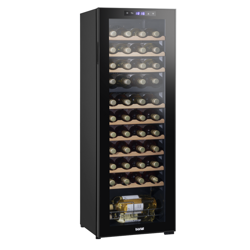 Baridi DH92  44 Bottle Dual Zone Wine Cooler, Fridge with Digital Touchscreen Controls, Wooden Shelves & LED Light, Black
