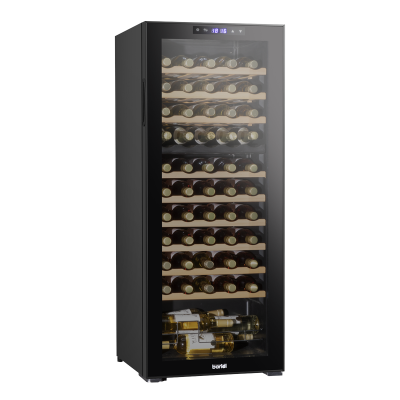 Baridi DH93  55 Bottle Dual Zone Wine Cooler, Fridge with Digital Touchscreen Controls, Wooden Shelves & LED Light, Black