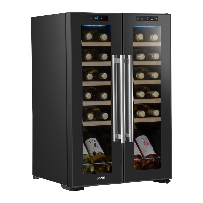 Baridi DH97  24 Bottle Dual Zone Wine Cooler, Fridge, Touch Screen, LED Light Black and Mirror Glass Door