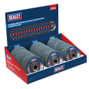 Sealey FD115MIXDB Assorted Grit Flap Discs Zirconium √ò115mm √ò22mm Bore - Display Box of 60