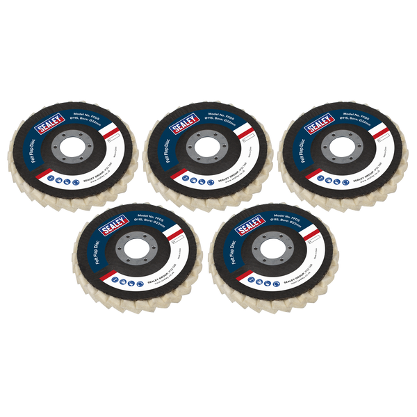 Sealey FFD5 Felt Flap Disc √ò115mm √ò22mm Bore - Pack of 5
