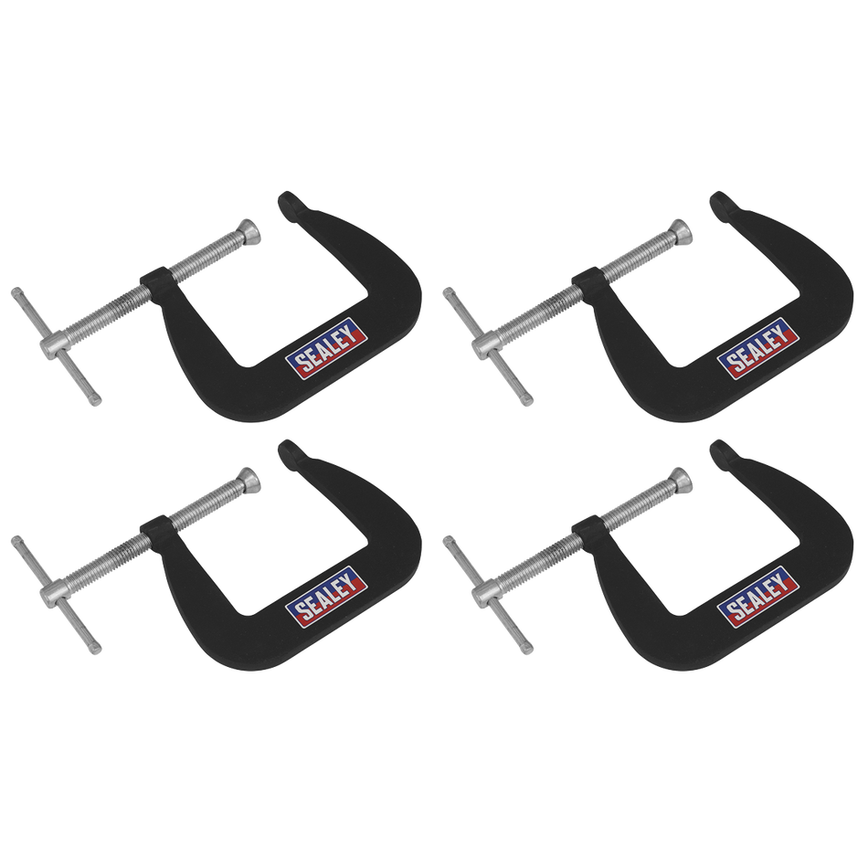 Sealey GCC01 Junior C-Clamp Set 4pc - 64mm x 64mm