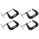 Sealey GCC01 Junior C-Clamp Set 4pc - 64mm x 64mm