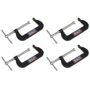 Sealey GCC02 Junior C-Clamp 4pc Set - 76mm x 35mm