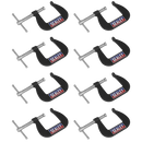 Sealey GCC03 Junior C-Clamp 8pc Set - 38mm x 38mm