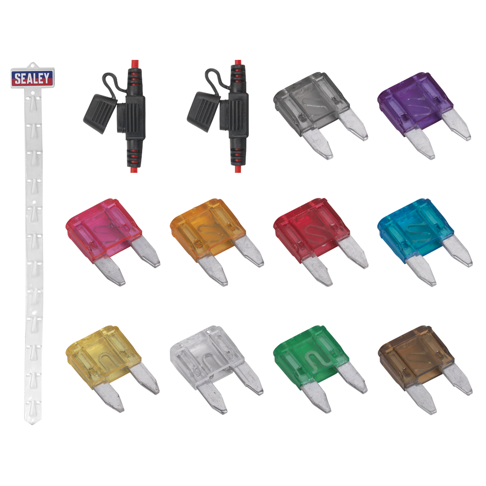 Sealey MBFSET Clip Strip Deal - Automotive Mini Blade Fuses & Holders