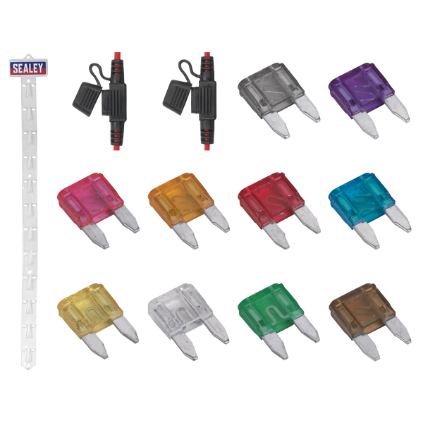 Sealey MBFSET Clip Strip Deal - Automotive Mini Blade Fuses & Holders