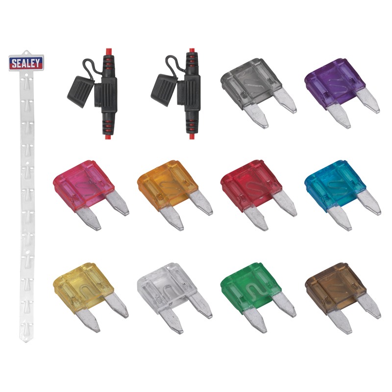 Sealey MBFSET Clip Strip Deal - Automotive Mini Blade Fuses & Holders