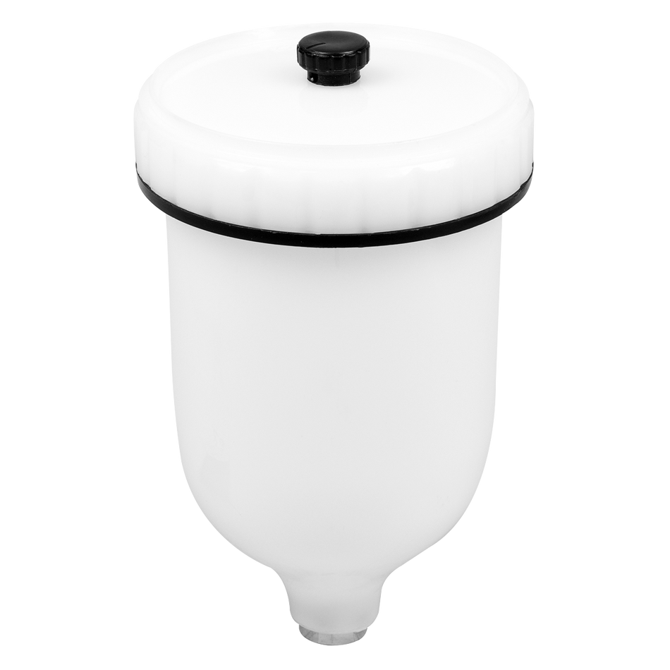 Sealey PC01 Paint Spray Gun Pot with Brass Fitting 600ml - White