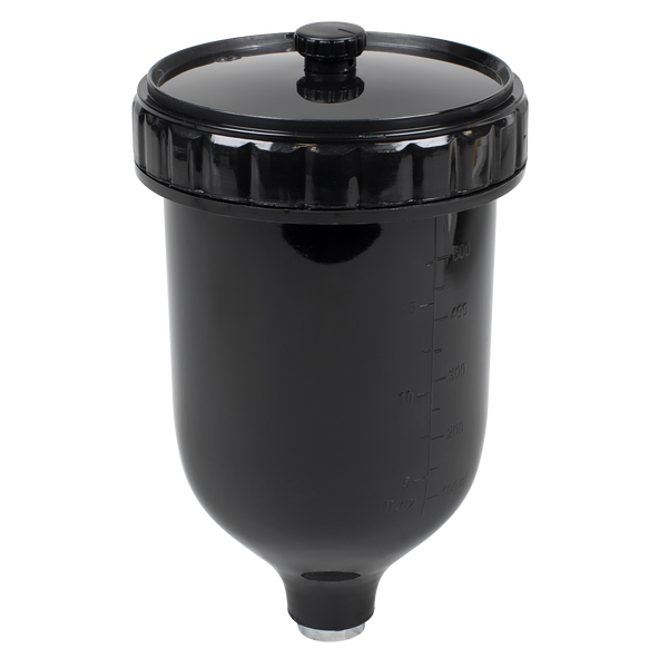 Sealey PC02 UV Paint Spray Gun Pot with Brass Fitting 600ml - Black