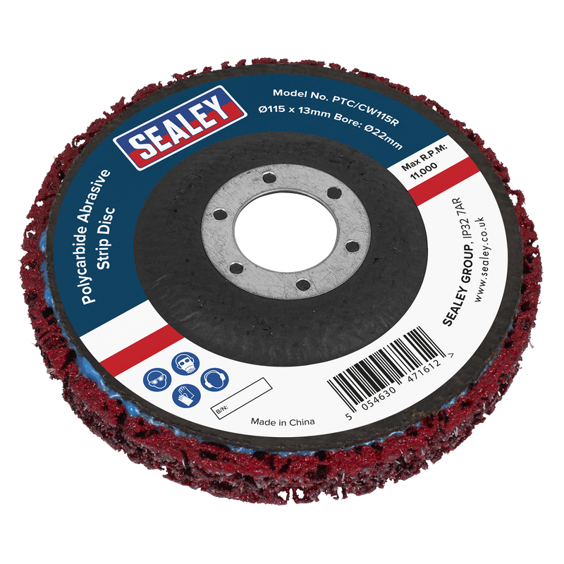 Sealey PTC/CW115R Polycarbide Abrasive Strip Disc 115 x 13 x 22mm - Red