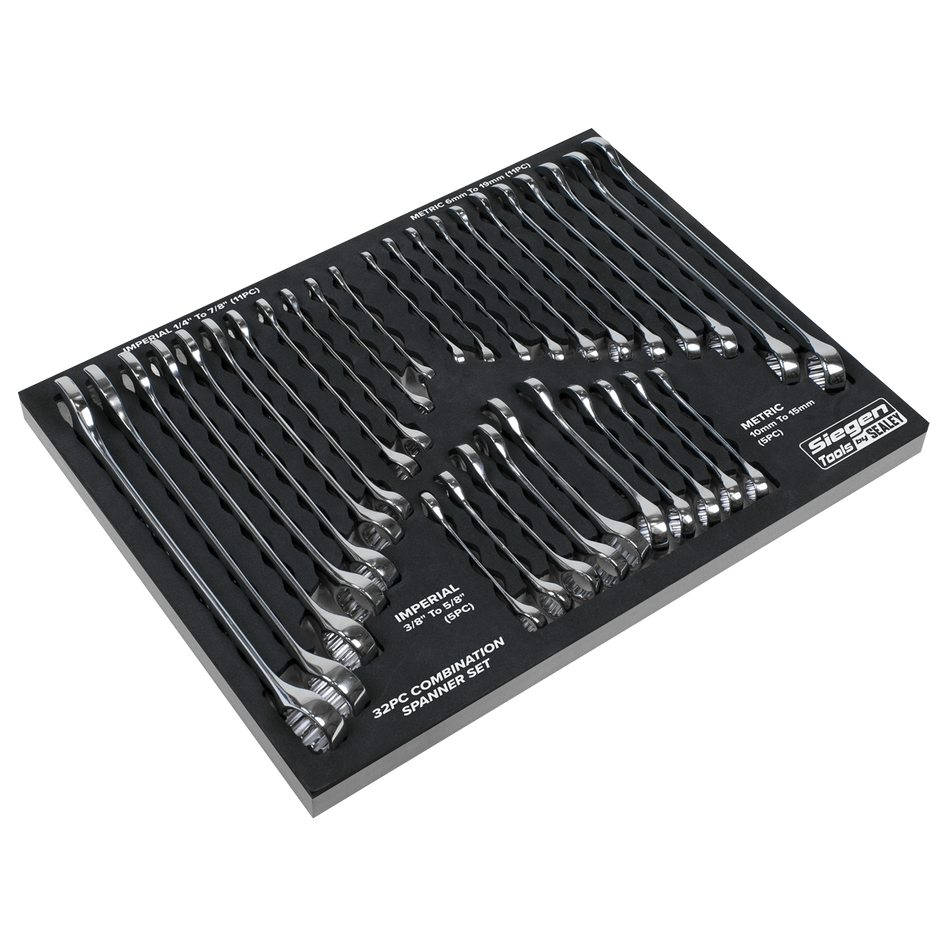 Sealey S01239 Combination Spanner Set 32pc - Metric/Imperial