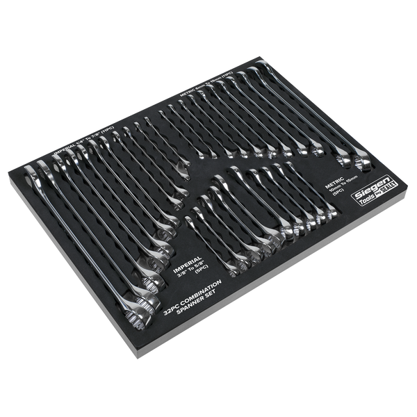 Sealey S01239 Combination Spanner Set 32pc - Metric/Imperial