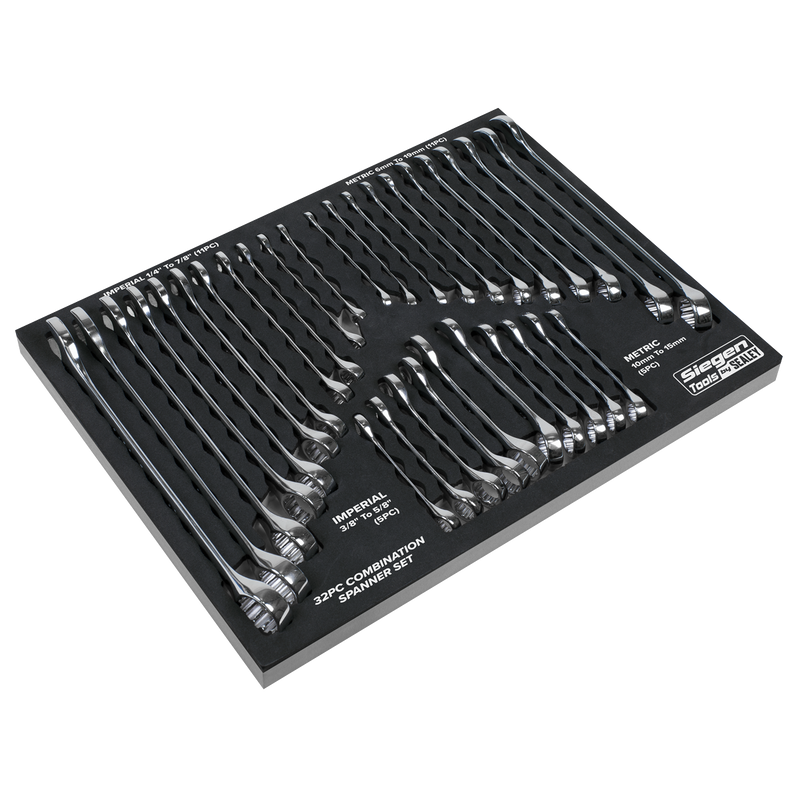 Sealey S01239 Combination Spanner Set 32pc - Metric/Imperial