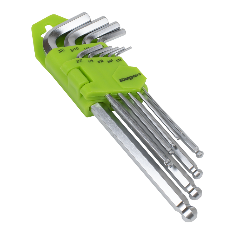 Sealey S01261 Hex Key Set Long Ball-End 9pc - Imperial