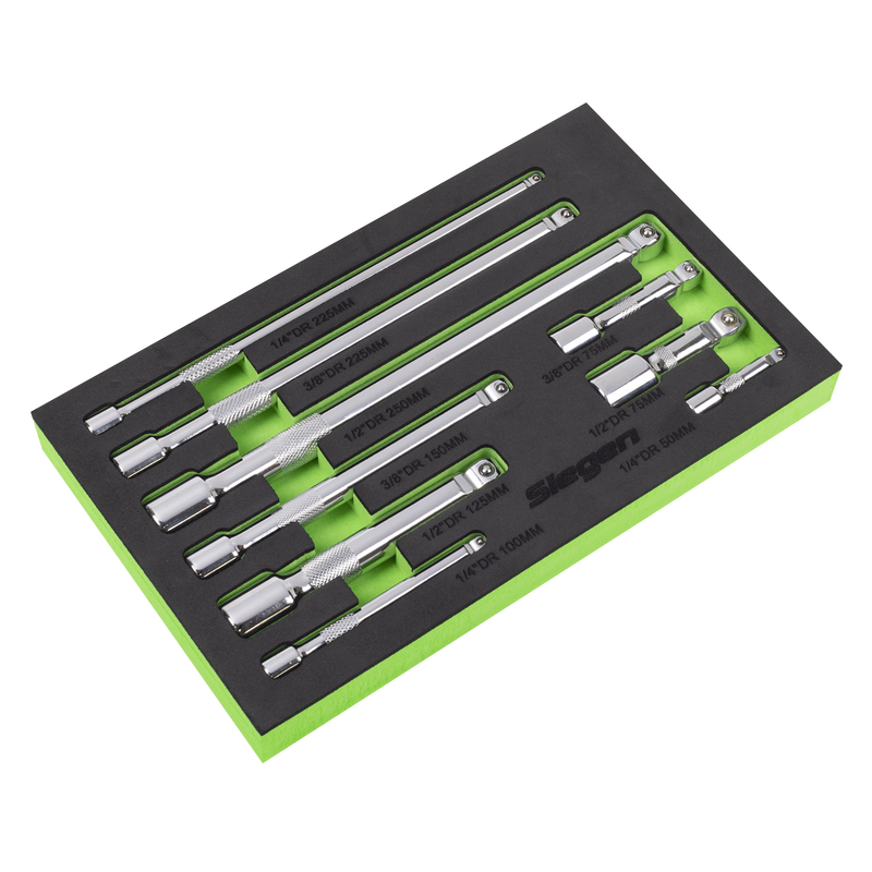 Sealey S01292 Extension Bar Set 1/4", 3/8" & 1/2"Sq Drive 9pc