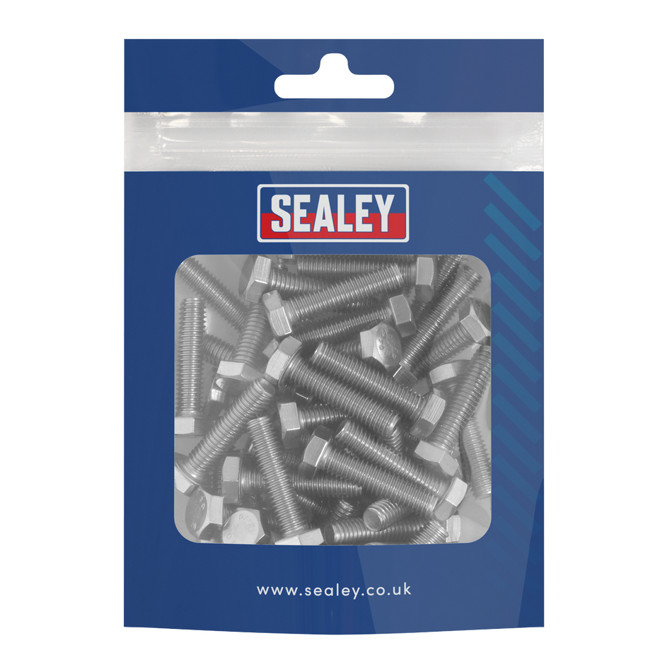 Sealey S625S Stainless Steel Set Screw Din 933  M6 x 25mm 1.00mm Pitch - Pack of 50
