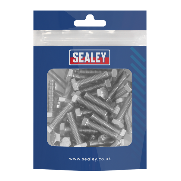 Sealey S625S Stainless Steel Set Screw Din 933  M6 x 25mm 1.00mm Pitch - Pack of 50