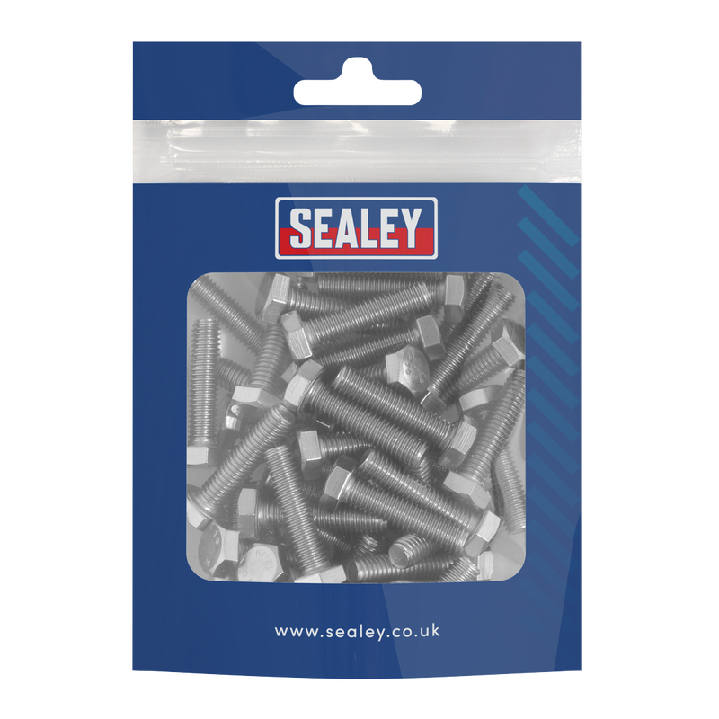 Sealey S625S Stainless Steel Set Screw Din 933  M6 x 25mm 1.00mm Pitch - Pack of 50