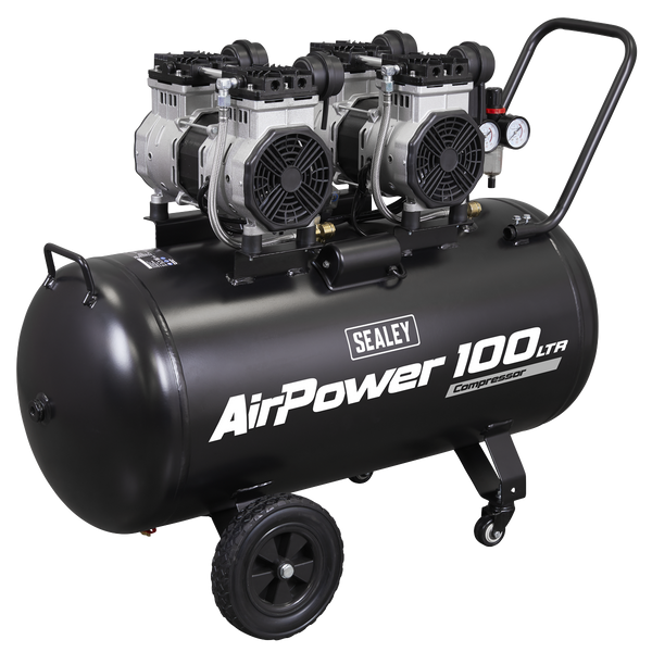 Sealey SAC10001S 100L Oil Free Low Noise Direct Drive Air Compressor 2 x 2hp