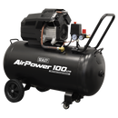 Sealey SAC10002 Air Compressor 100L V-Twin Oil Free Direct Drive 3hp