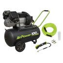 Sealey SAC10030VEKIT Air Compressor 100L Direct Drive 3hp & Air Accessory Kit