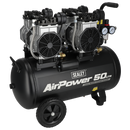 Sealey SAC5001S 50L Low Noise Oil Free Direct Drive Air Compressor 2 x 2hp