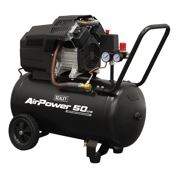 Sealey SAC5002 Air Compressor 50L V-Twin Oil Free Direct Drive 3hp