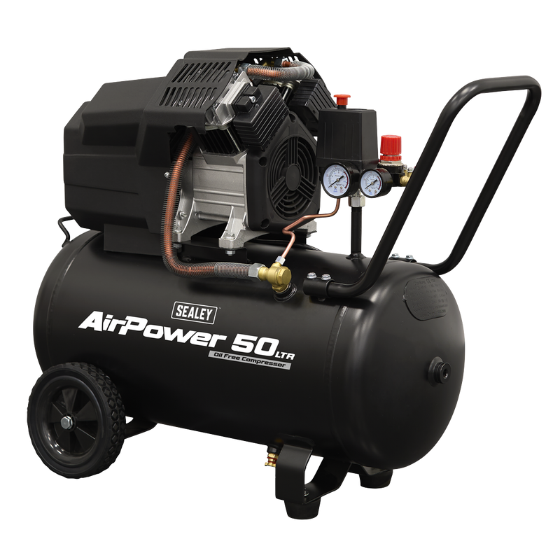 Sealey SAC5002 Air Compressor 50L V-Twin Oil Free Direct Drive 3hp