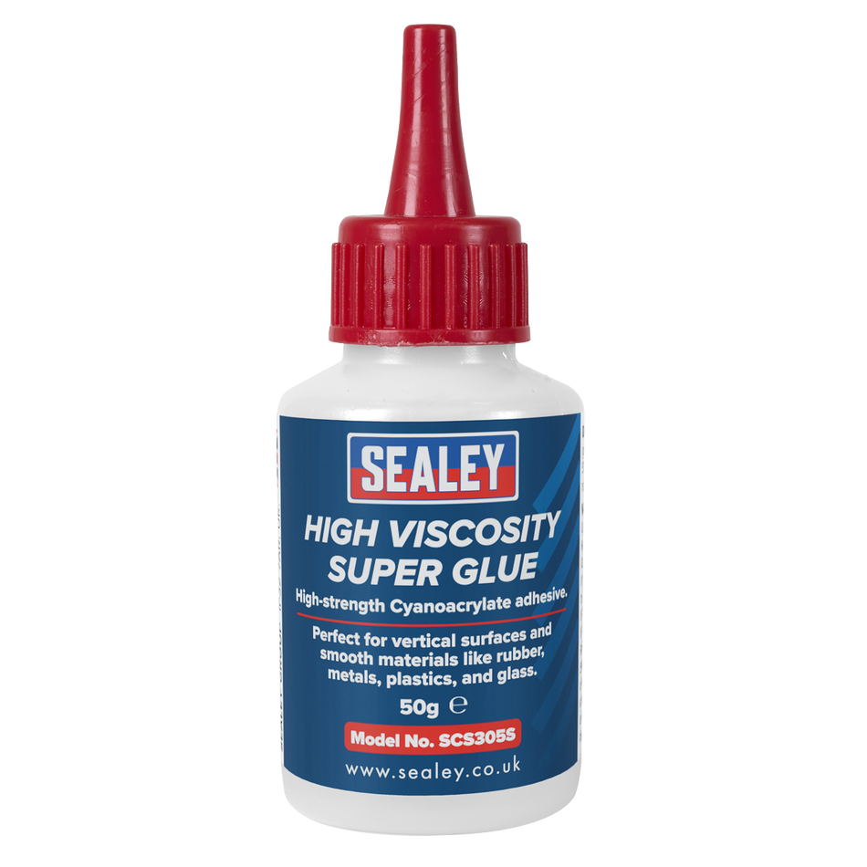 Sealey SCS305S High Viscosity Super Glue - Cyanoacrylate Adhesive, Fast-Bonding Formula - 50g - Clear
