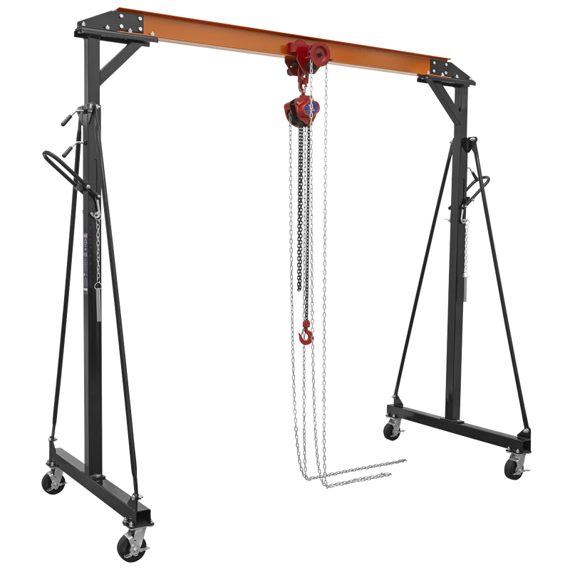 Sealey SG1000KITG Portable Adjustable Gantry Crane with Geared Trolley Combo 1 Tonne