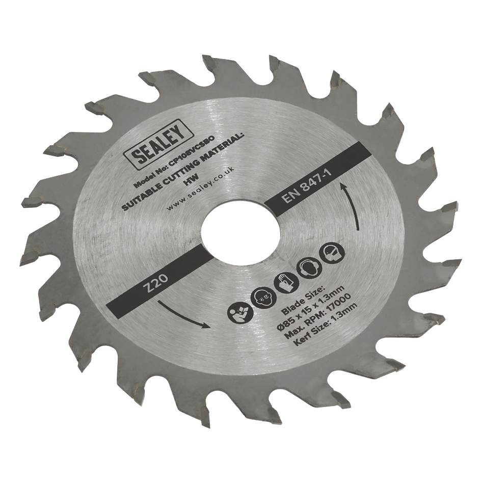 Sealey SM85B20 Circular Saw Blade  Diameter 85 x 15 x 1.3mm 20tpu