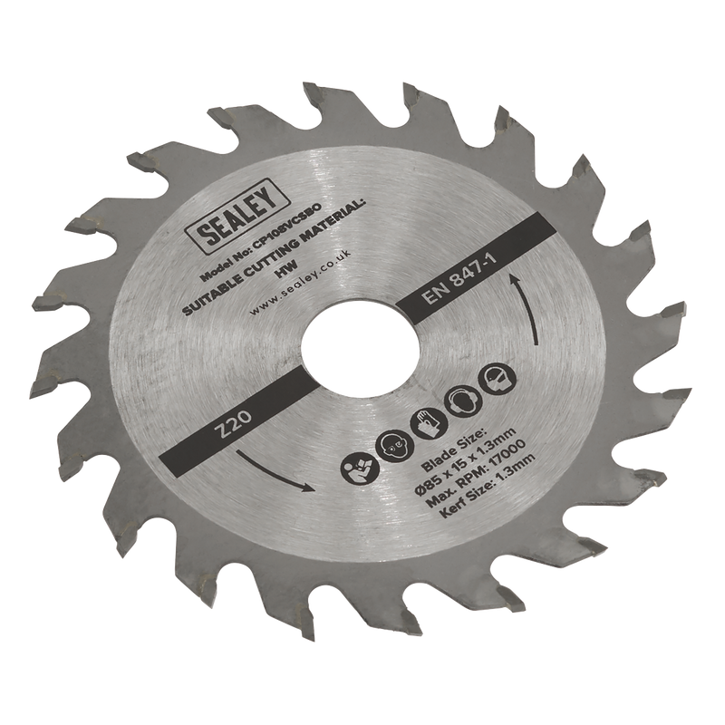 Sealey SM85B20 Circular Saw Blade  Diameter 85 x 15 x 1.3mm 20tpu