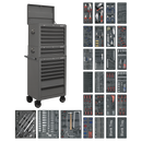 Sealey SPTGRCOMBO1 Tool Chest Combination 14 Drawer with Ball-Bearing Slides - Grey & 1179pc Tool Kit