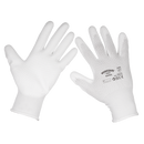 Sealey SSP50L/6 White Precision Grip Gloves - (Large) - Pack of 6 Pairs