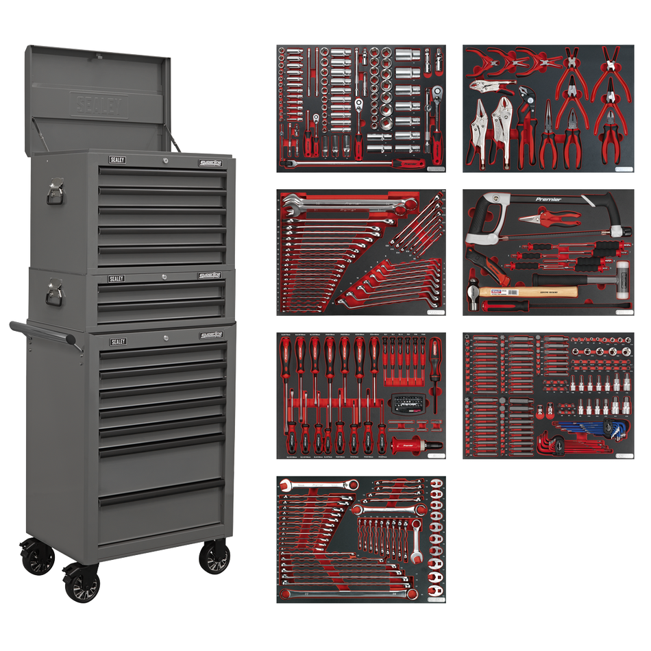 Sealey TBTPCOMBO6 Superline PRO® Tool Chest Combination 14 Drawer with 446pc Tool Kit - Grey