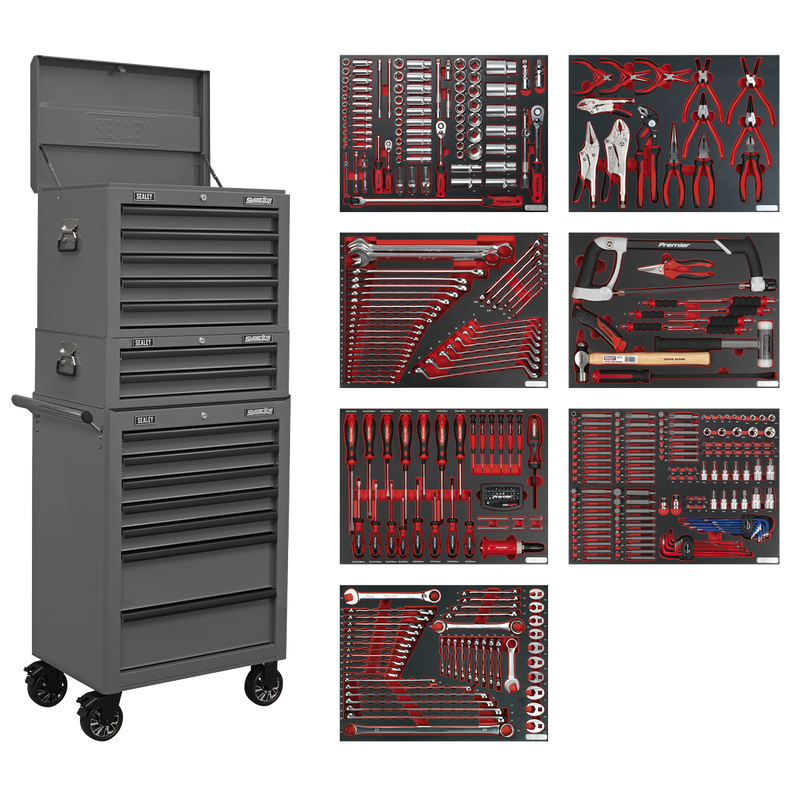 Sealey TBTPCOMBO6 Superline PRO® Tool Chest Combination 14 Drawer with 446pc Tool Kit - Grey