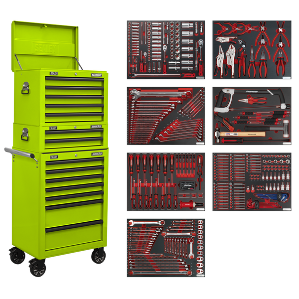 Sealey TBTPCOMBO7 Superline PRO® Tool Chest Combination 14 Drawer with 446pc Tool Kit - Green