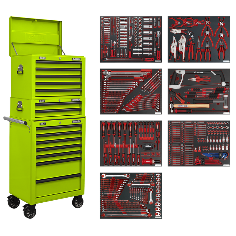 Sealey TBTPCOMBO7 Superline PRO® Tool Chest Combination 14 Drawer with 446pc Tool Kit - Green