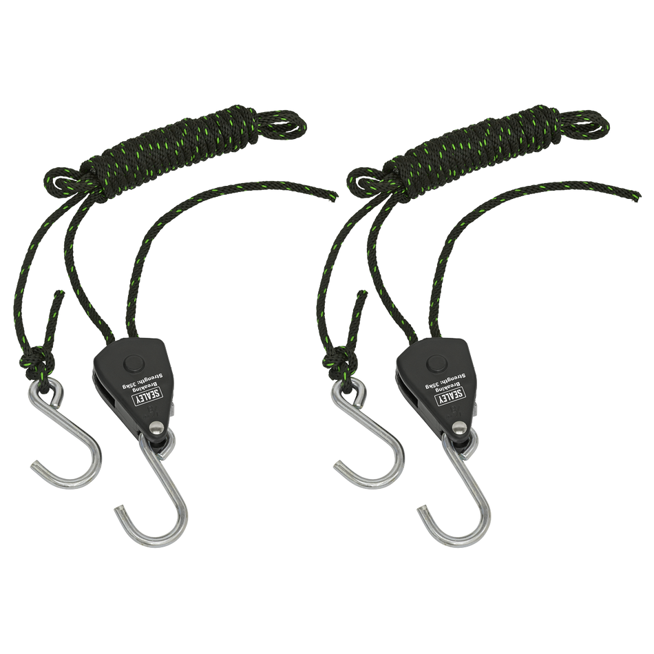 Sealey VS0118 Parts Hanger/Tie Down Ratchet 2m with S-Shaped Hooks - Pack of 2