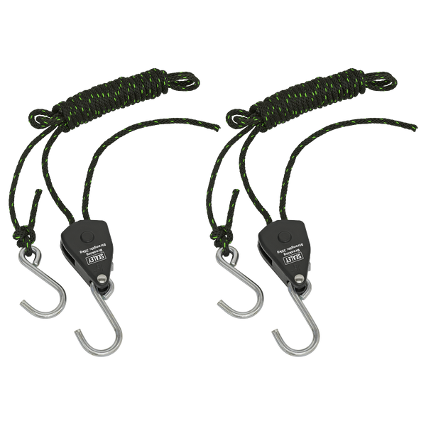 Sealey VS0118 Parts Hanger/Tie Down Ratchet 2m with S-Shaped Hooks - Pack of 2