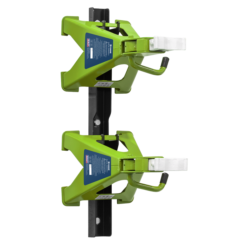 Sealey VS2003HVCOMBO Axle Stand & Axle Stand Storage Rack Combo 3 Tonne - Hi-Vis Green