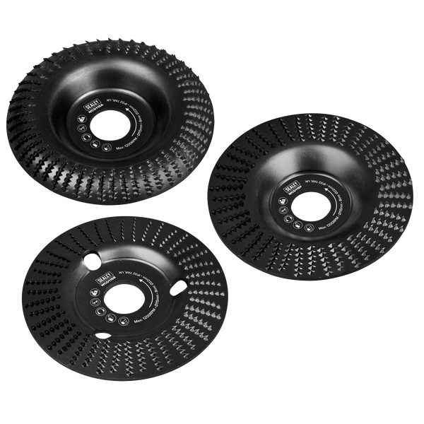 Sealey WCD1153 115mm Wood Carving Disc 22mm Bore - Pack of 3