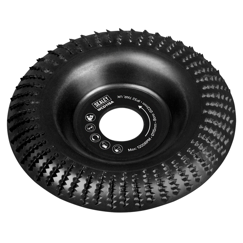 Sealey WCD115A 115mm Arc Shape Wood Carving Disc 22mm Bore