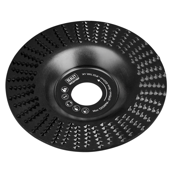 Sealey WCD115F 115mm Flat Shape Wood Carving Disc 22mm Bore