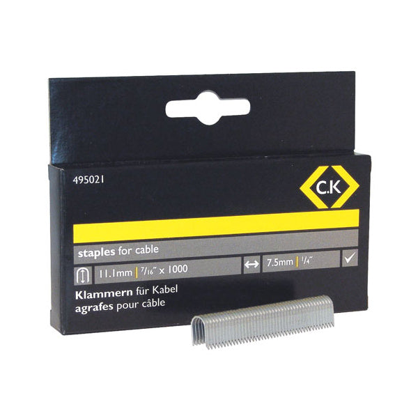 C. K Tools 495021 Staples for Cable Tacker 11.1mm (1000)