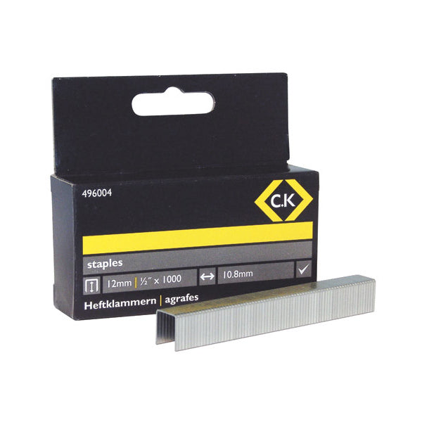 C. K Tools 496004 Staples Box/1000 12mm