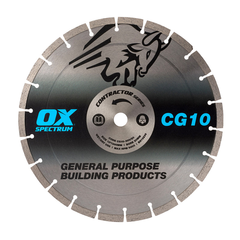 OX Tools OX-CG10-300/20 Contractor Diamond Blade 10mm - General Purpose - 300/20mm