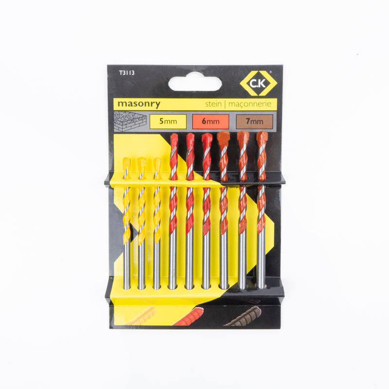 C. K Tools T3113 Masonry Colour Drill Bit Set of 9