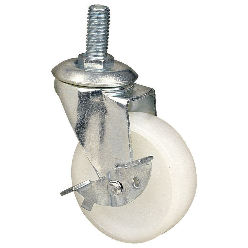 Clarke 4200261 ML244-A White Polypropylene 63mm Threaded Castor Swivel/Swivel & Brake